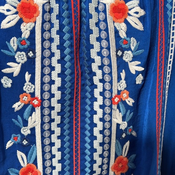 Parker Giselle Blue Floral Embroidered Tunic/Mini Dress Size Medium - Picture 8 of 10